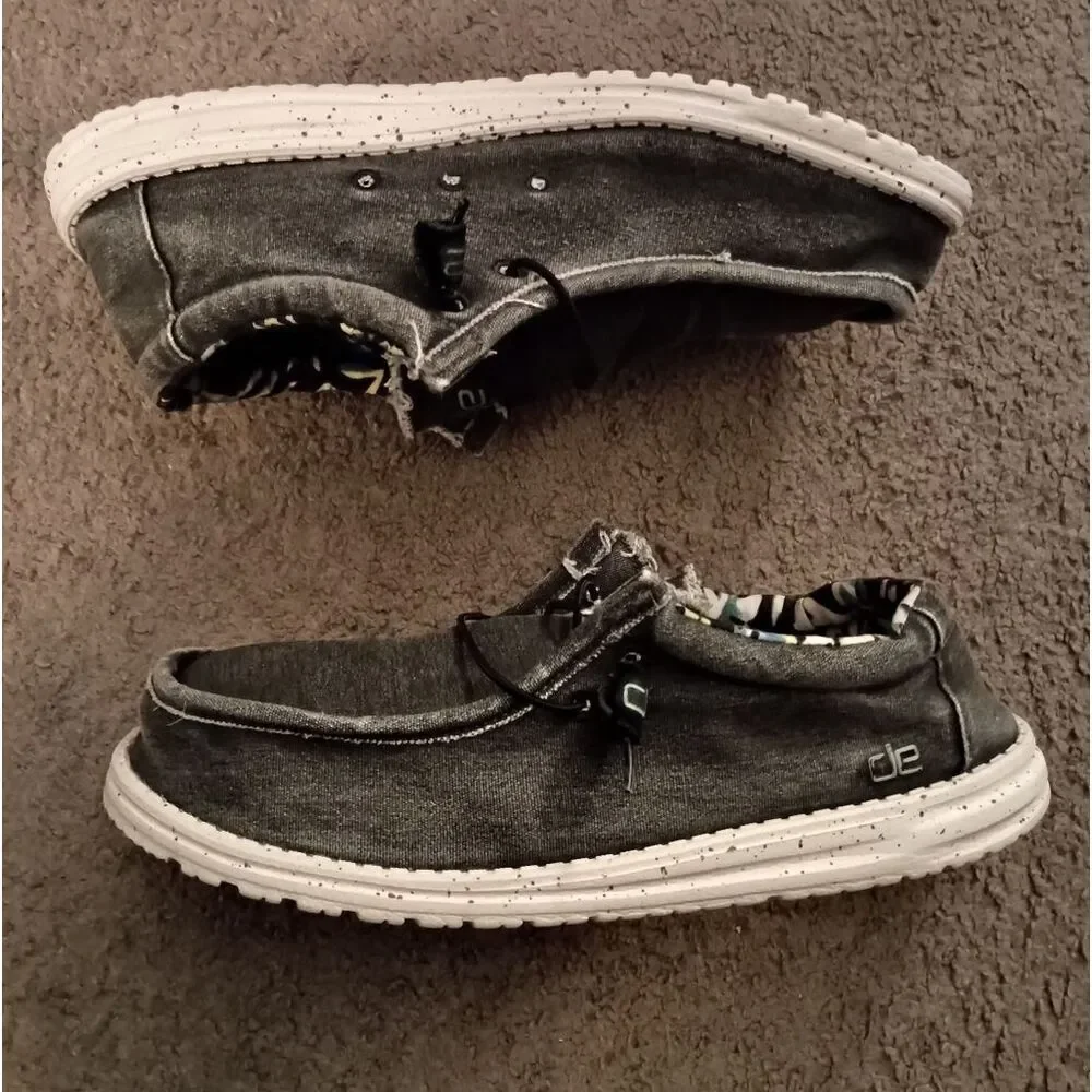 Hey Dude Wally Stretch Black Men's Size 12 Slip-on Shoes PRE-OWNED